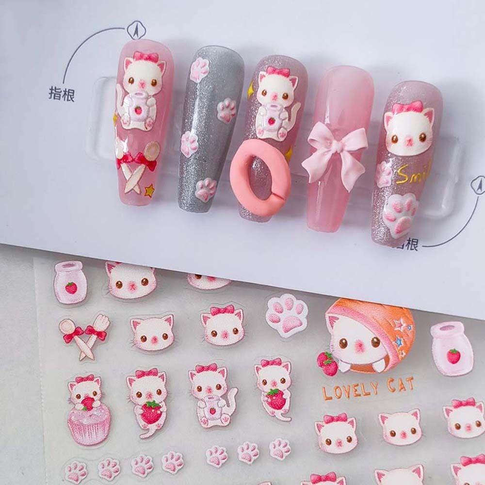 Mxbeauty Stiker Kuku Motif Kartun Strawberry / Pita Untuk Dekorasi Nail Art / Manicure