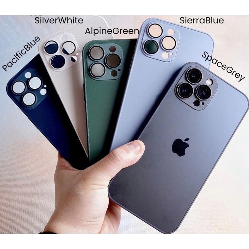 GLASS HARD CASE IPHONE 12 PROMAX 12 PRO 12 11 PROMAX 11 PRO 11 FULL SQUARE EDGE PROTECTOR CAMERA MATTE