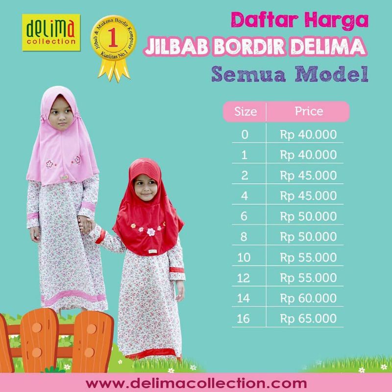 Hijab Anak Merk Delima Collection 100% original