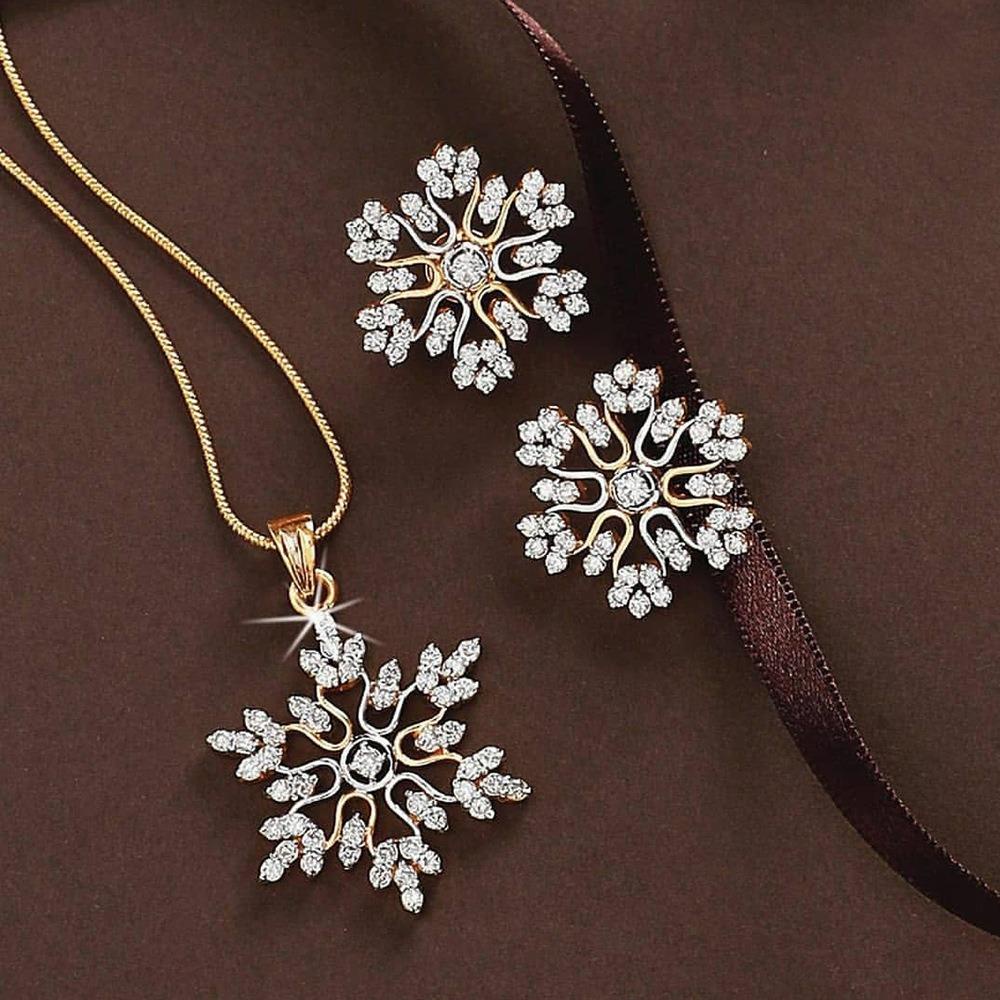 Needway  Snowflake Earrings Set Trendy Pesta French Mewah Elegan Vintage Rantai Klavikula