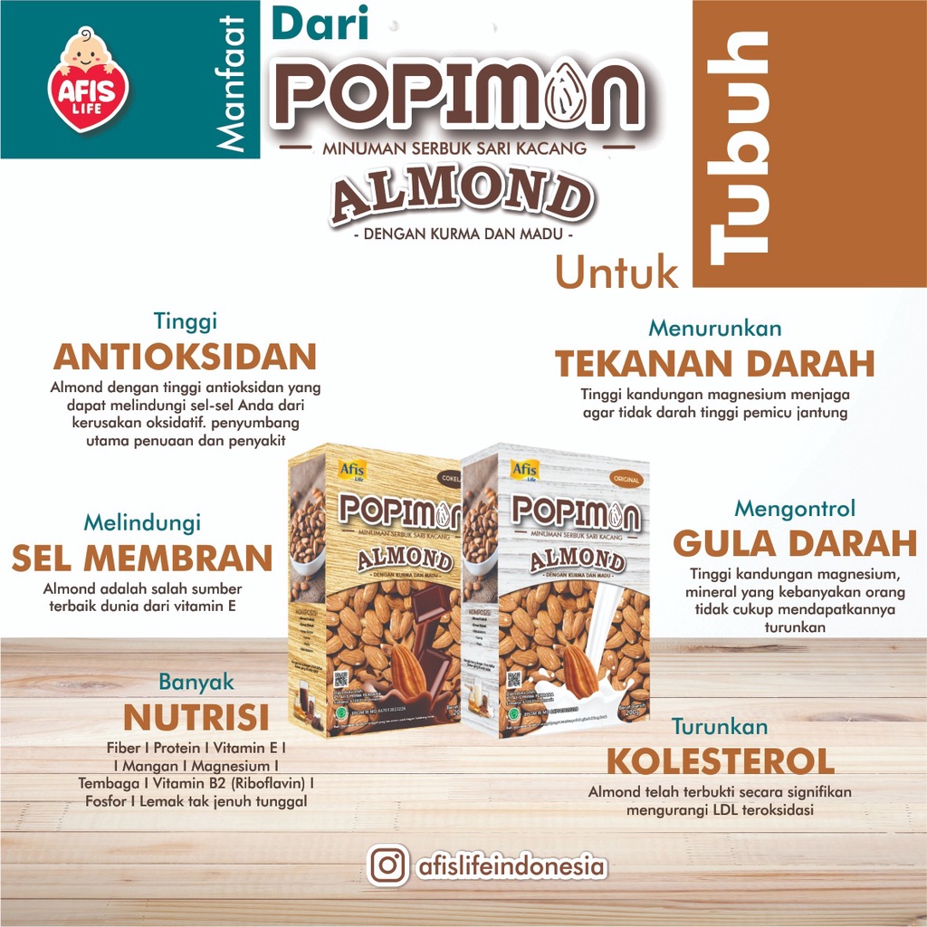 Afis Life Sari Bubuk Almond Umum Minuman kesehatan keluarga