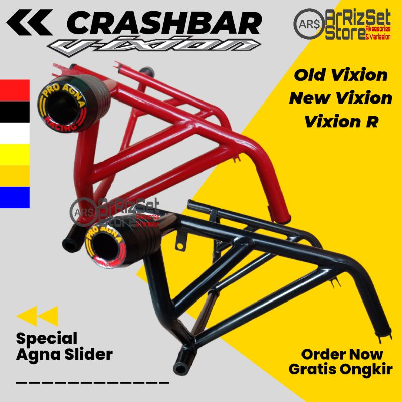 Crashbar Tubular New VIXION R Plus Jalu Slider Agna Full Hitam