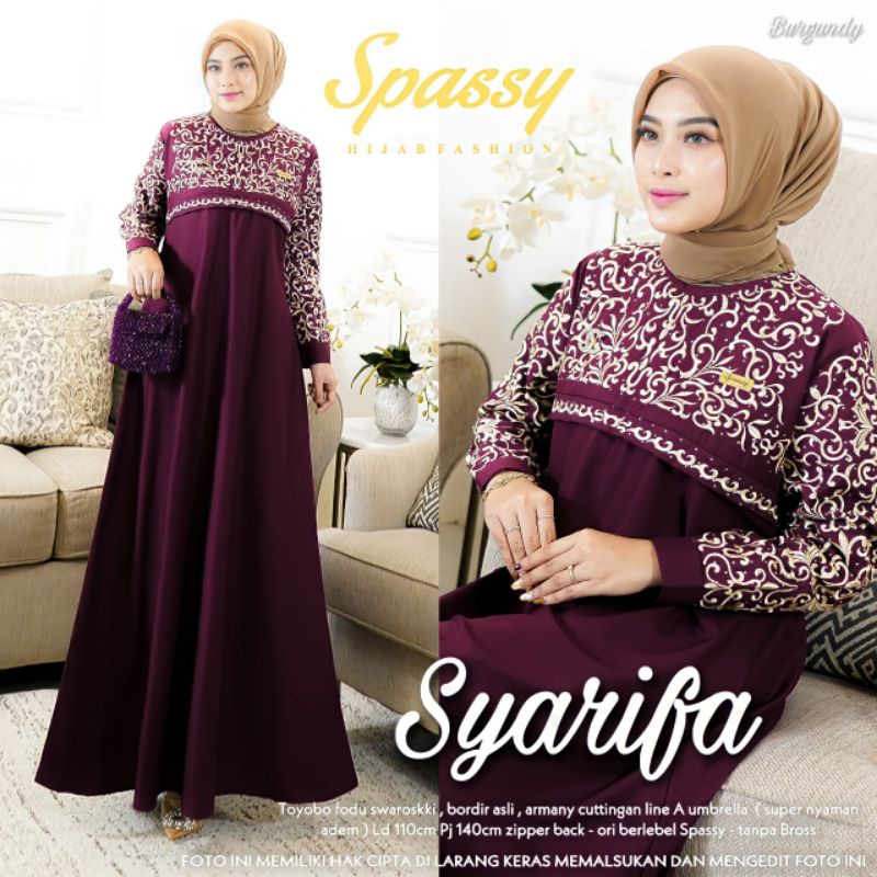 SYARIFA DRESS ORIGINAL BY SPASSY // Gamis Toyobo Bordir Best Seller Termurah