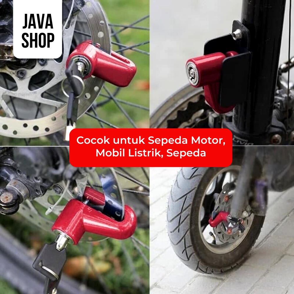 JAVASHOP Gembok Kunci Cakram Motor Sepeda Kuat  Pengaman Anti Maling