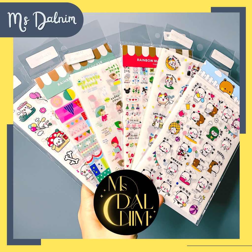 

Stiker Kartun Set 6in1 isi 6 lembar / Sticker Transparan PVC PET Waterproof Anti & Tahan Air Cartoon Kartun Korean Japanese Chinese Korea Jepang China Kawaii Diary Planner Journal DIY Scrapbook Craft (ST26-ST51)