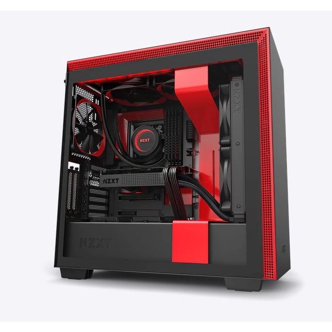 [tanpa palet kayu] Casing NZXT H710i RGB Matte Black Red Tempered Glass Mid Tower PC Case