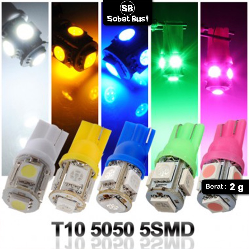 Lampu LED Jagung T10 Senja Sein Sen Rem 12V 5 Mata Kabin Speedo rem Plat  Aksesoris Depan Utama Senj