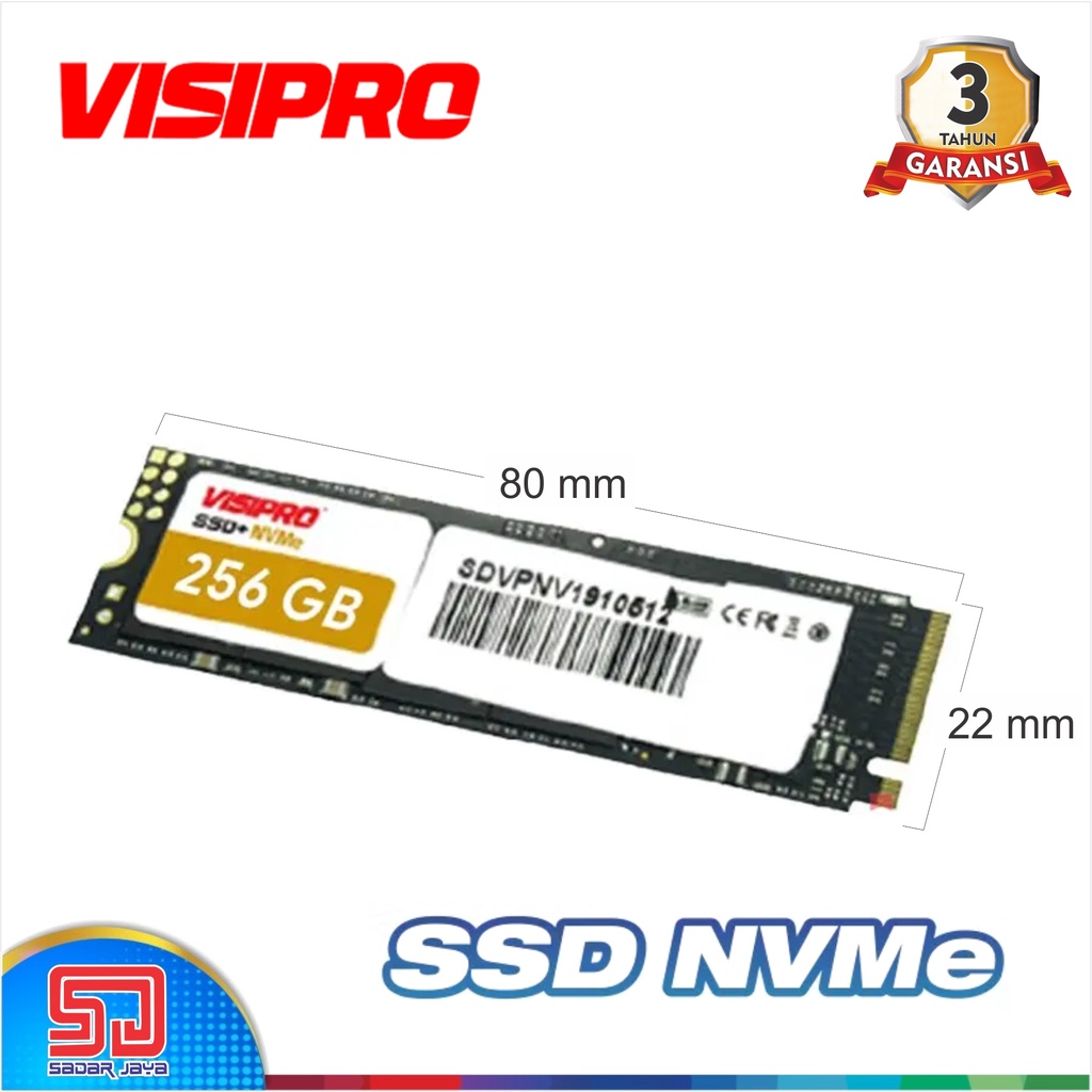 Visipro SSD NVMe 256 / 512 GB PCIe Internal Solid State Drive 2280 Penyimpanan Data