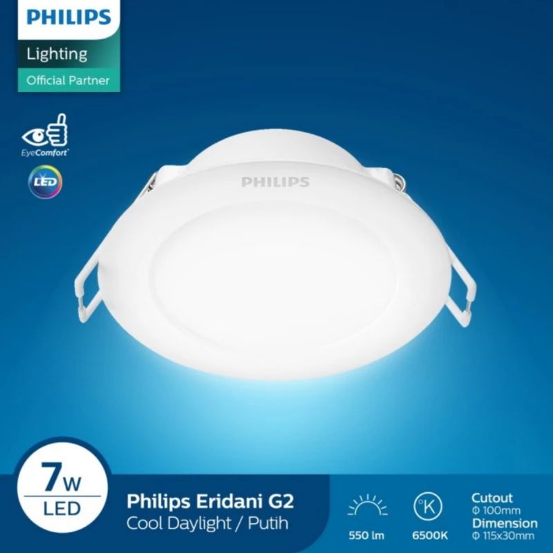 Lampu Downlight LED 7watt Philips Essential Eridani 7w 6500K DL190B