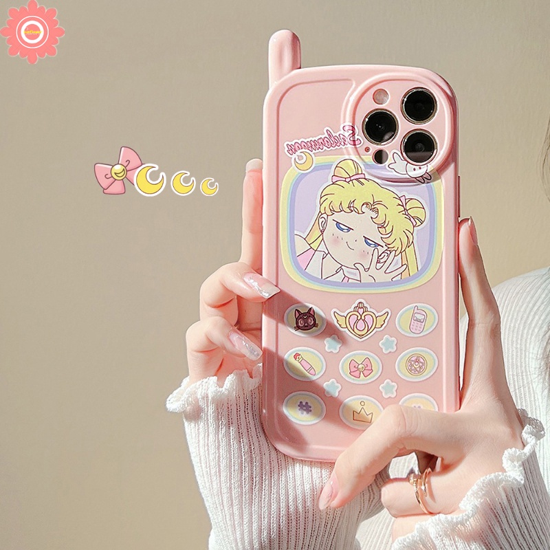 Sailor Moon Case Handphone Motif Anime Jepang Untuk IPhone 11 12 13 14 Pro MAX XR 7 8 Plus X XS MAX SE