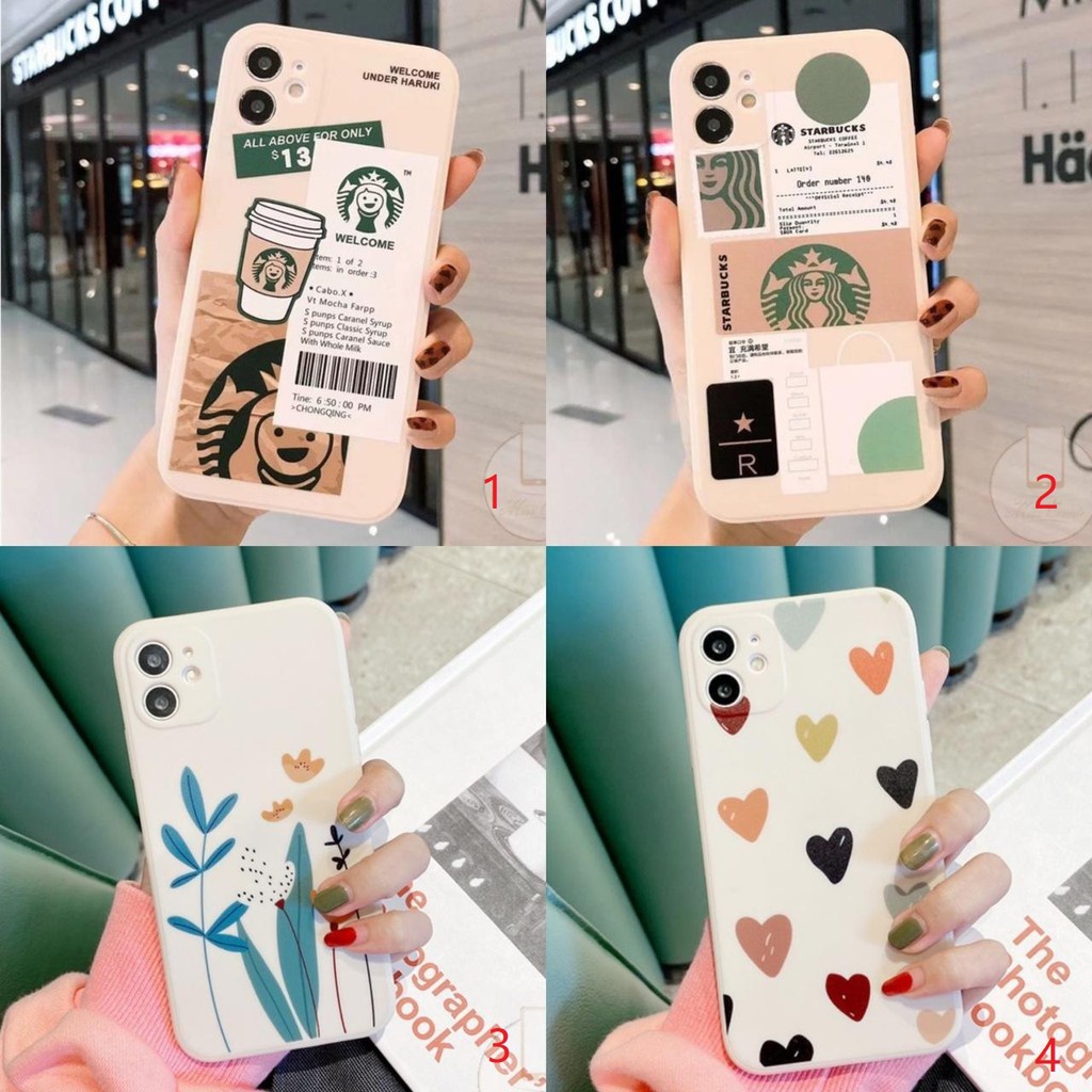 STARBUCKS LOVE FLOWER LENS PROTECTION CASE CASING OPPO A1K A31 2020 A33 A53 A52 A92 A54 A74 4G/A95 4