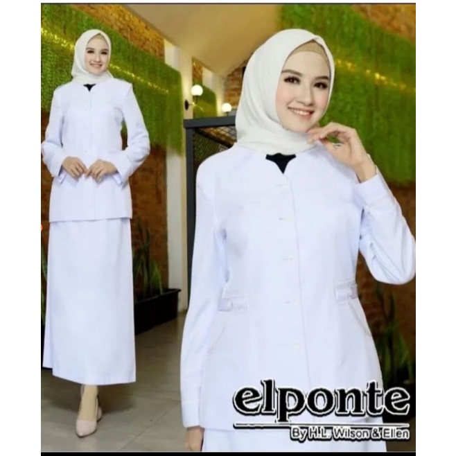SERAGAM PERAWAT/ BAJU PERAWAT  902/ BAJU ASN STLAN  ROK / ATS PUTIH SANGHAI  902 FREE HIJAB
