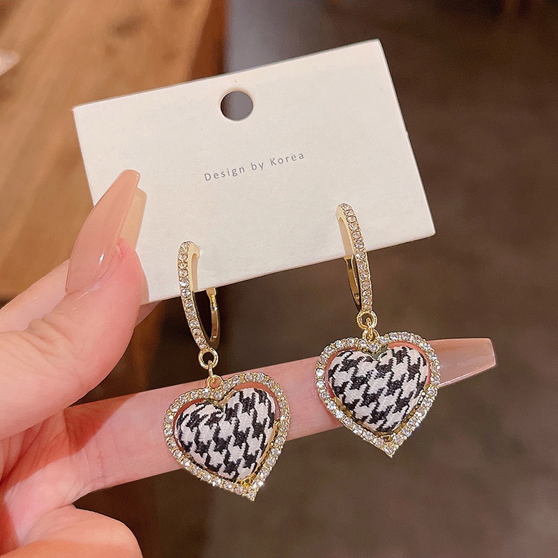 Anting Tusuk Sterling silver 925 Desain Houndstooth Mewah Untuk Wanita