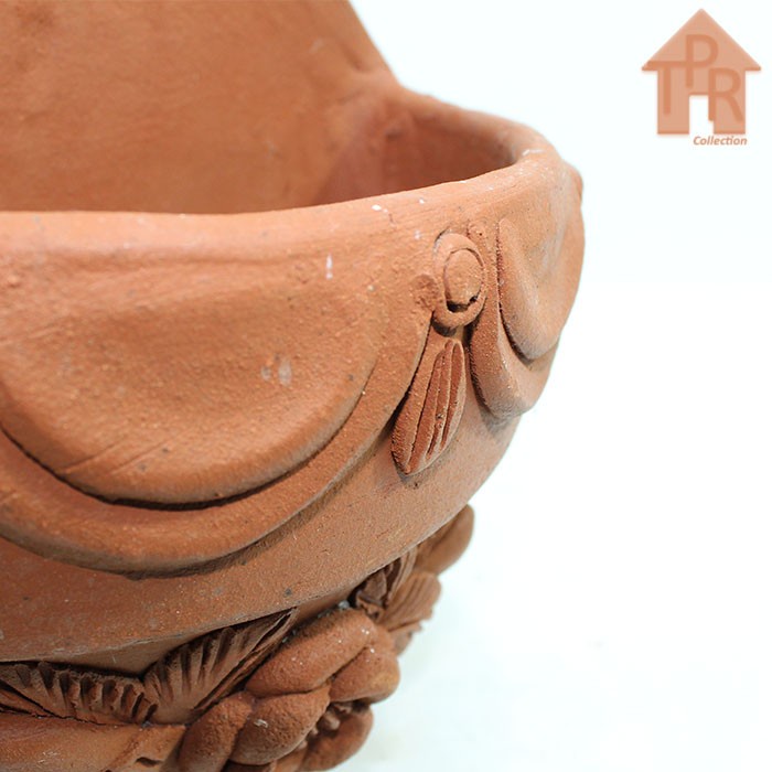 Terakota Pot Tanah Liat / Pot Tempel Ornamen - D22T25 (L)