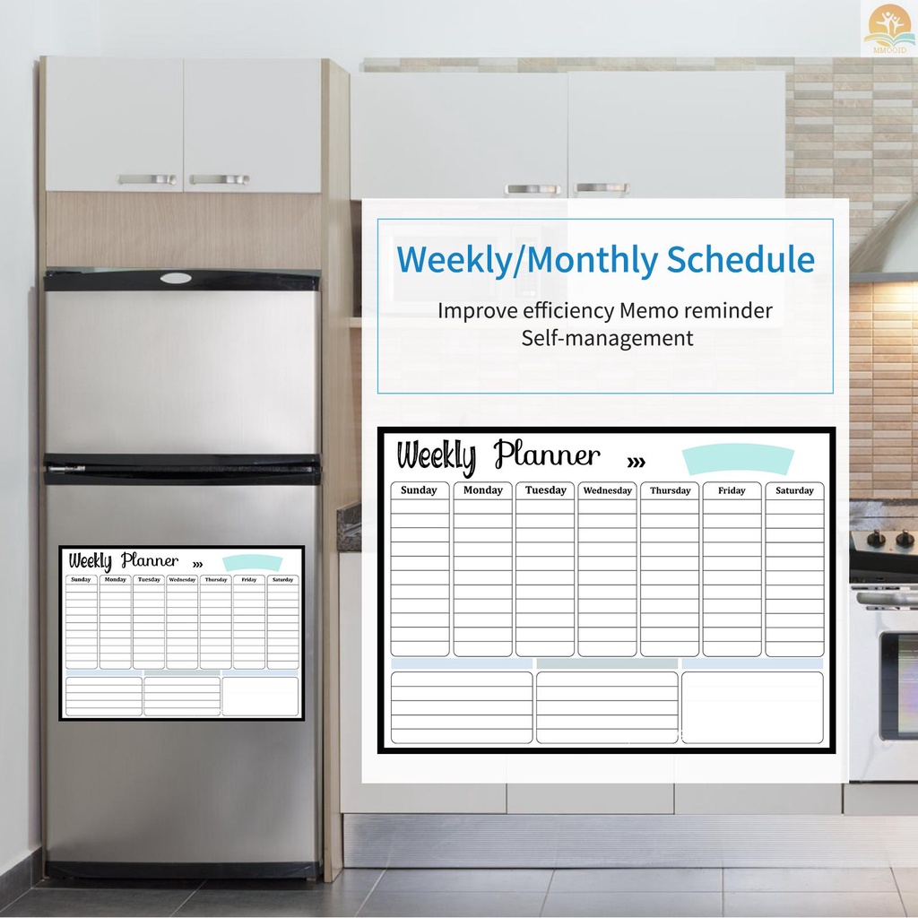 Set Stiker Papan Tulis Kalender Magnetik Dapat Dihapus Flexible Ukuran 16.5x11.8inci Untuk Kulkas