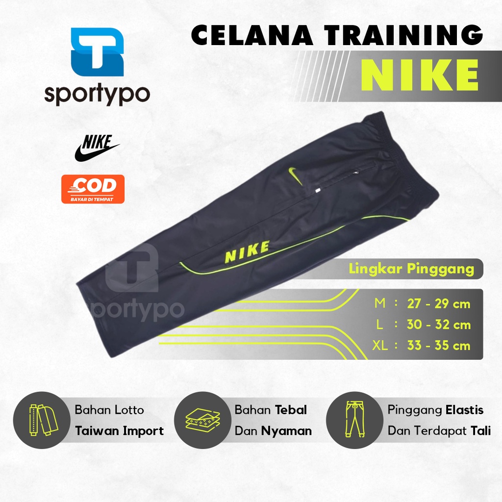 Celana Training Panjang Trackpant Saku Sleting Kiri Kanan Resleting Bahan Kain Lotto Taiwan Import T