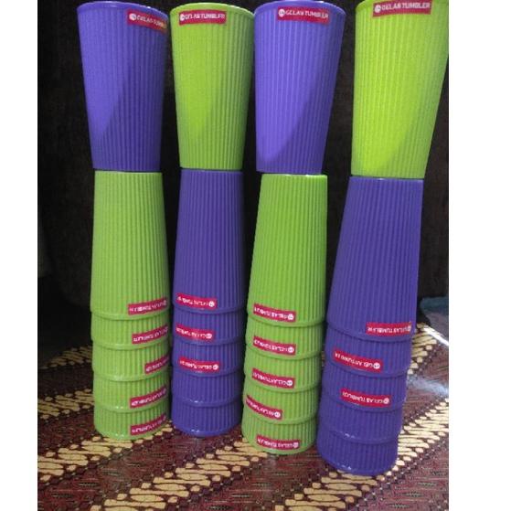 Murah 12pcs gelas bambu plastik gelas warna
