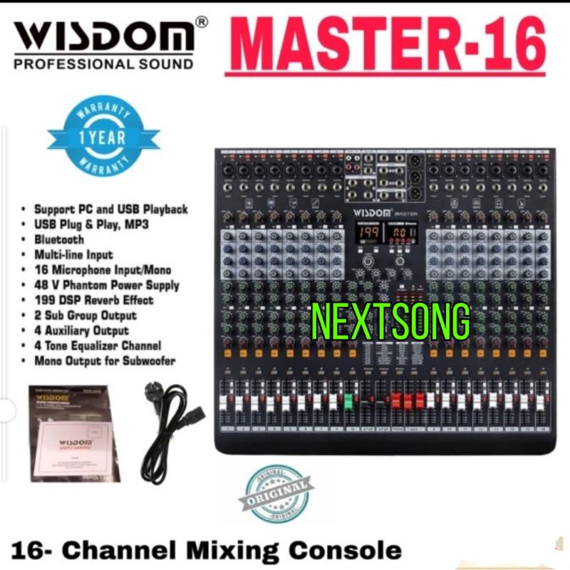 Jual MIXER AUDIO WISDOM MASTER 16 ORIGINAL16 CHANNEL BLUETOOTH DAN