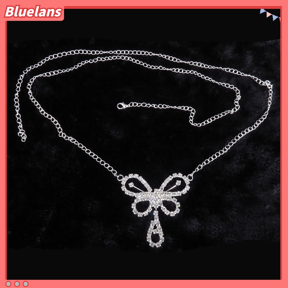 Bluelans Women Sexy Glittery Rhinestone Butterfly Dance Body Belly Waist Chain Gift