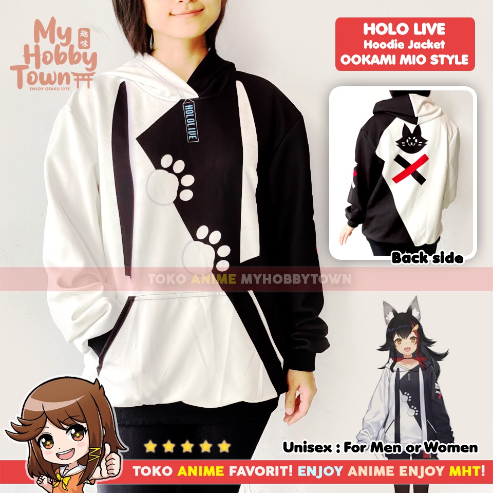 Jaket Hoodie Sweater Anime Holo Live Ookami Mio Impression Cosplay