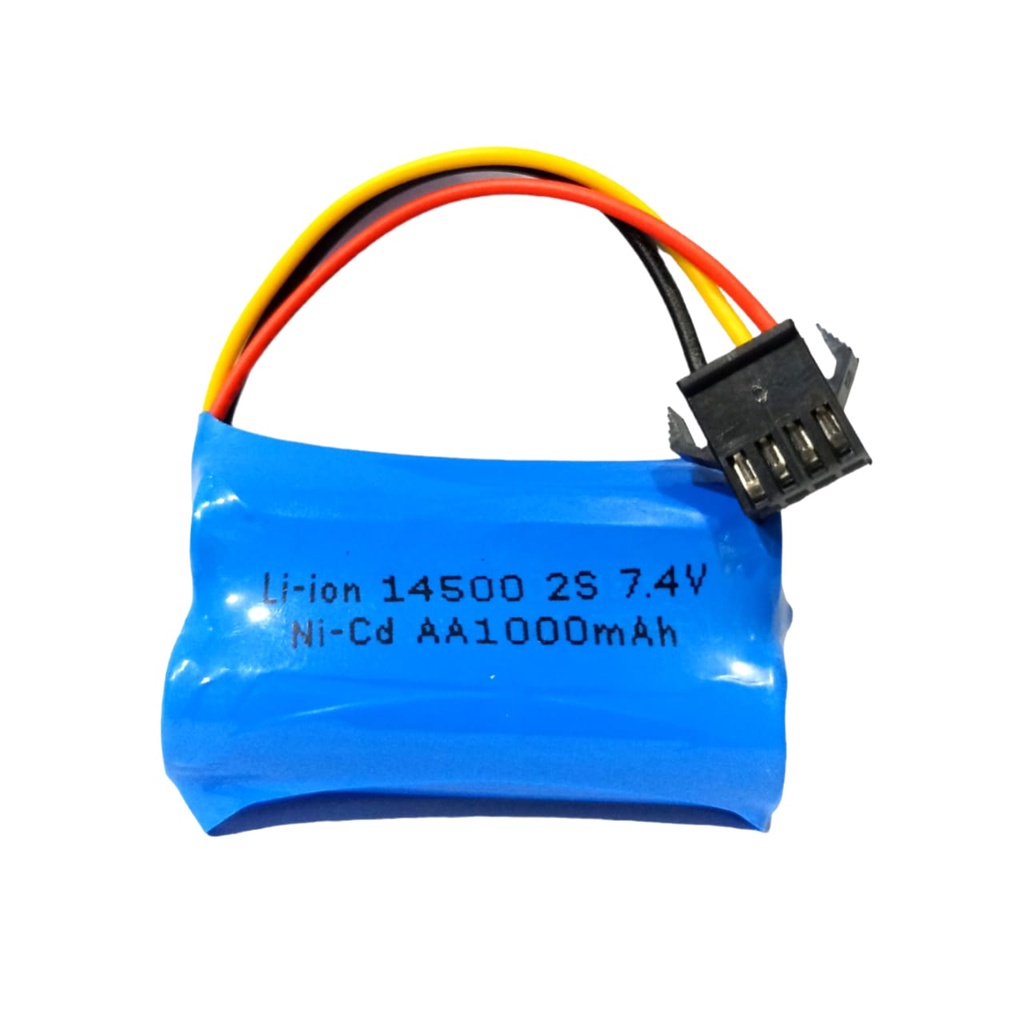 Baterai Mainan Anak/ RC/ Batrai Speaker &amp; Elektronik Lainnya 2X 14500 1000mAh 7.4V Protektor BMS 2S 4.5A SOKET HITAM 4 PIN