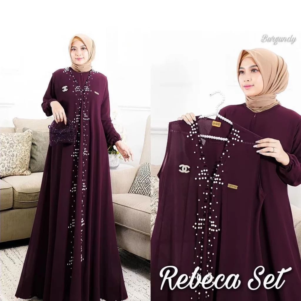 Claudya Dress Shimmer mengkilau ziper depan busui Gamis kondangan mewah polos kekinian terbaru 2024