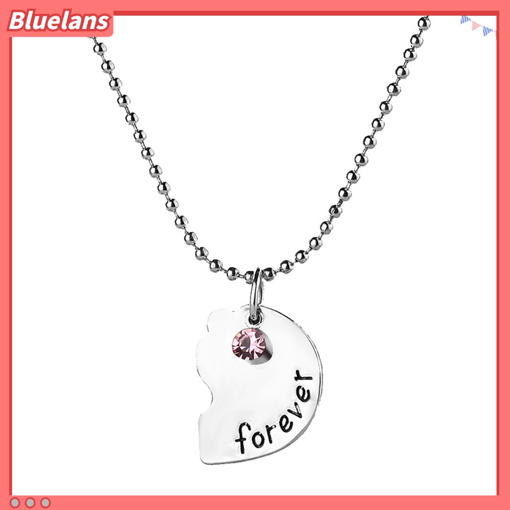 Bluelans 3Pcs Women Best Friends Rhinestone Heart Matching Pendant Necklace Jewelry