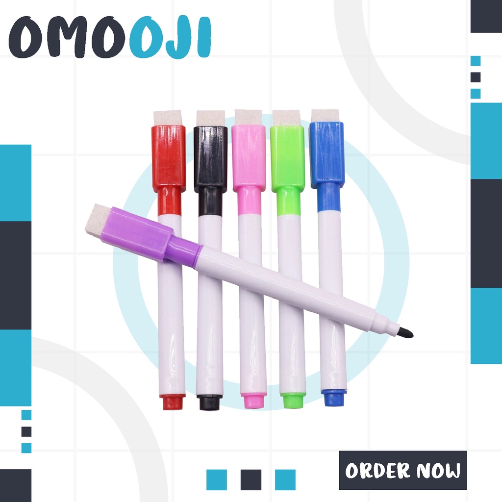 

Omooji - SPIDOL PAPAN TULIS Spidol WHITEBOARD Spidol Warna Wipe Clean + Penghapus Bisa Dihapus S001