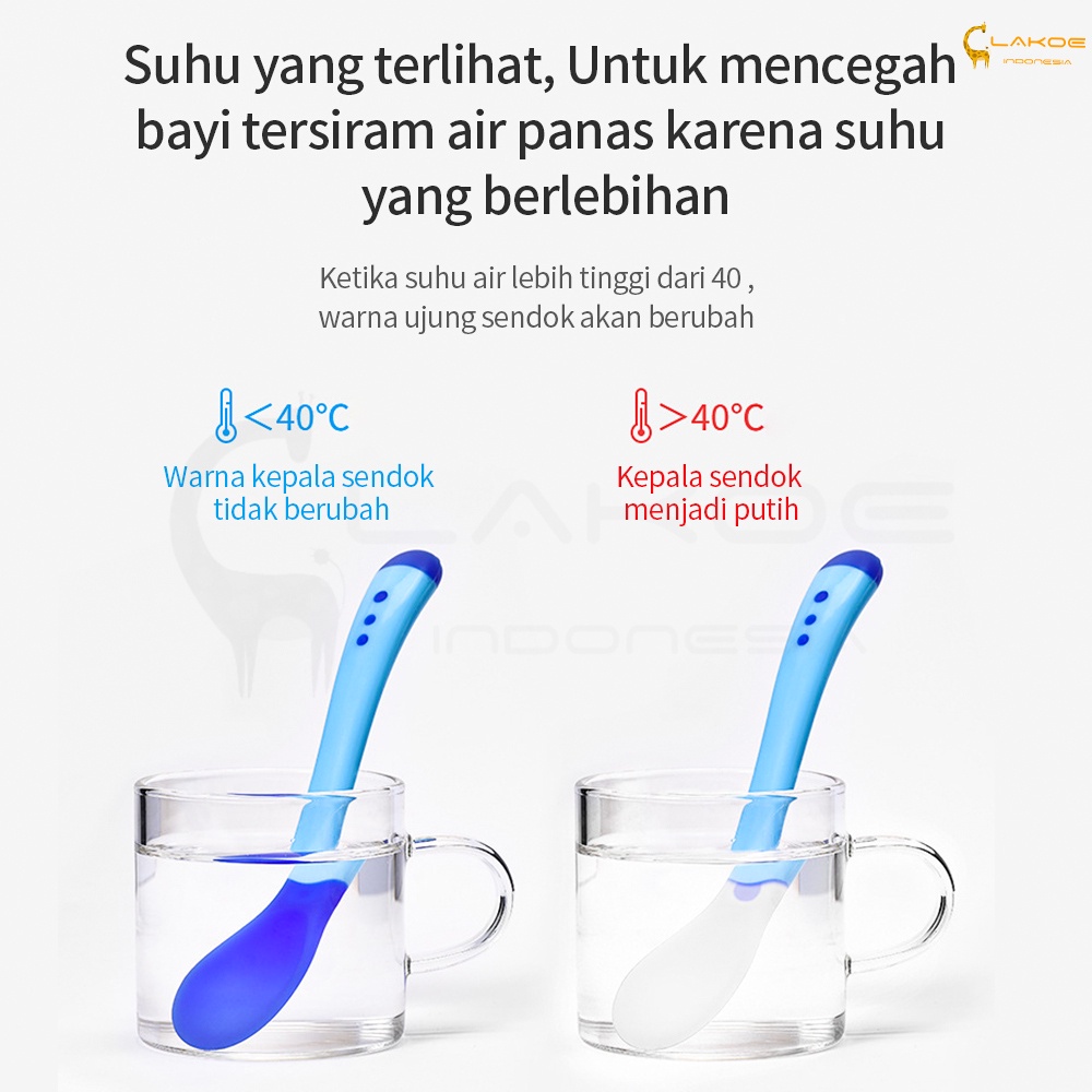 SENDOK GARPU MAKAN BAYI DENGAN SENSOR SUHU PANAS / SENDOK SILIKON / SENDOK MPASI LEMBUT