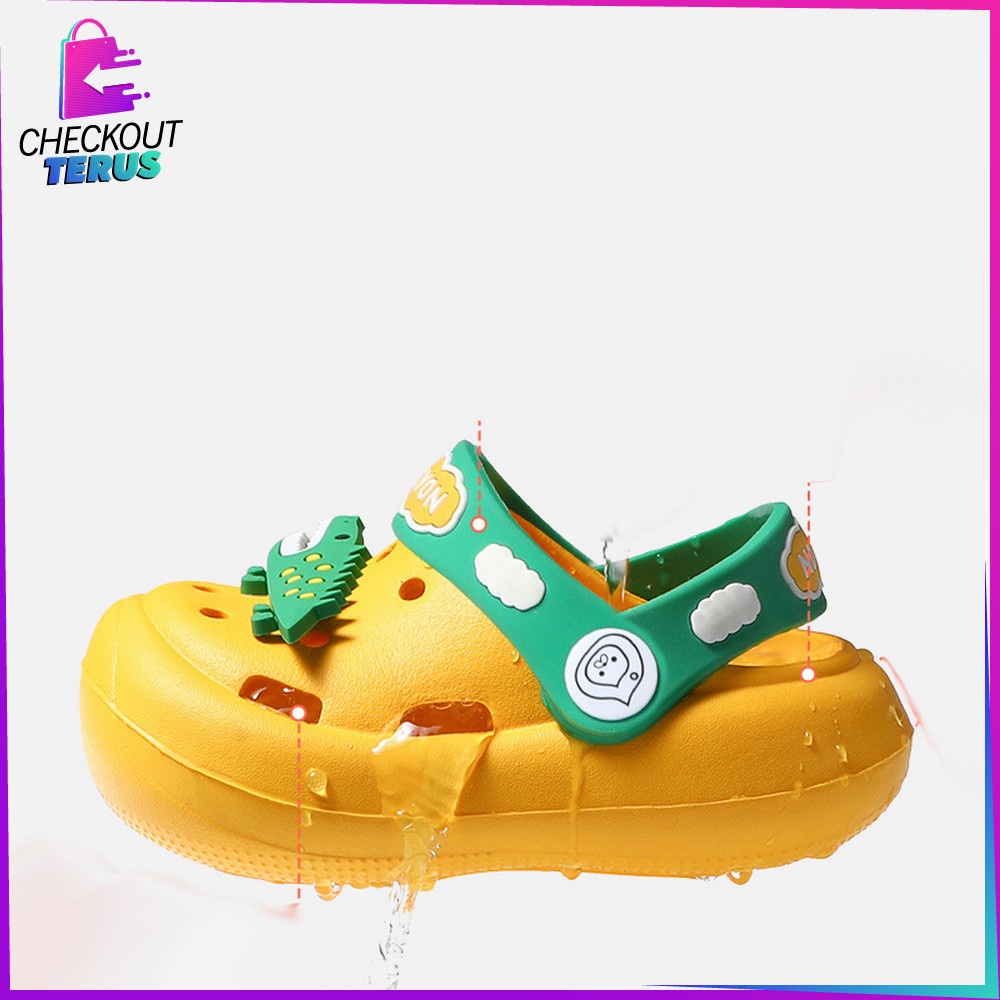 CT S39 Sandal Sepatu Anak Dengan Tali Belakang Bahan EVA Motif Dinosaurus Lucu Anti Slip Waterpoof Import Cute Slipper Baby Gemoy