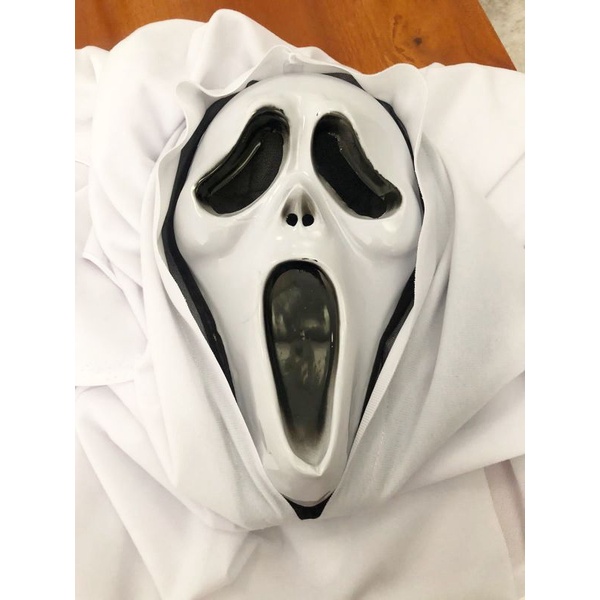 Kostum Halloween Hantu Putih + Topeng Cosplay White Ghost Seprei Jubah | Kostum Karnaval