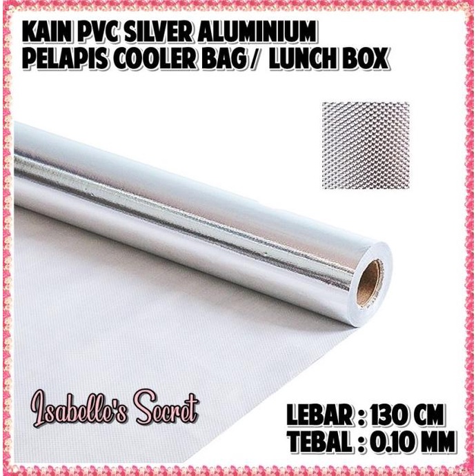 Kain PVC Metalik Silver Aluminium / Plastik Bintik Silver Pelapis Tas