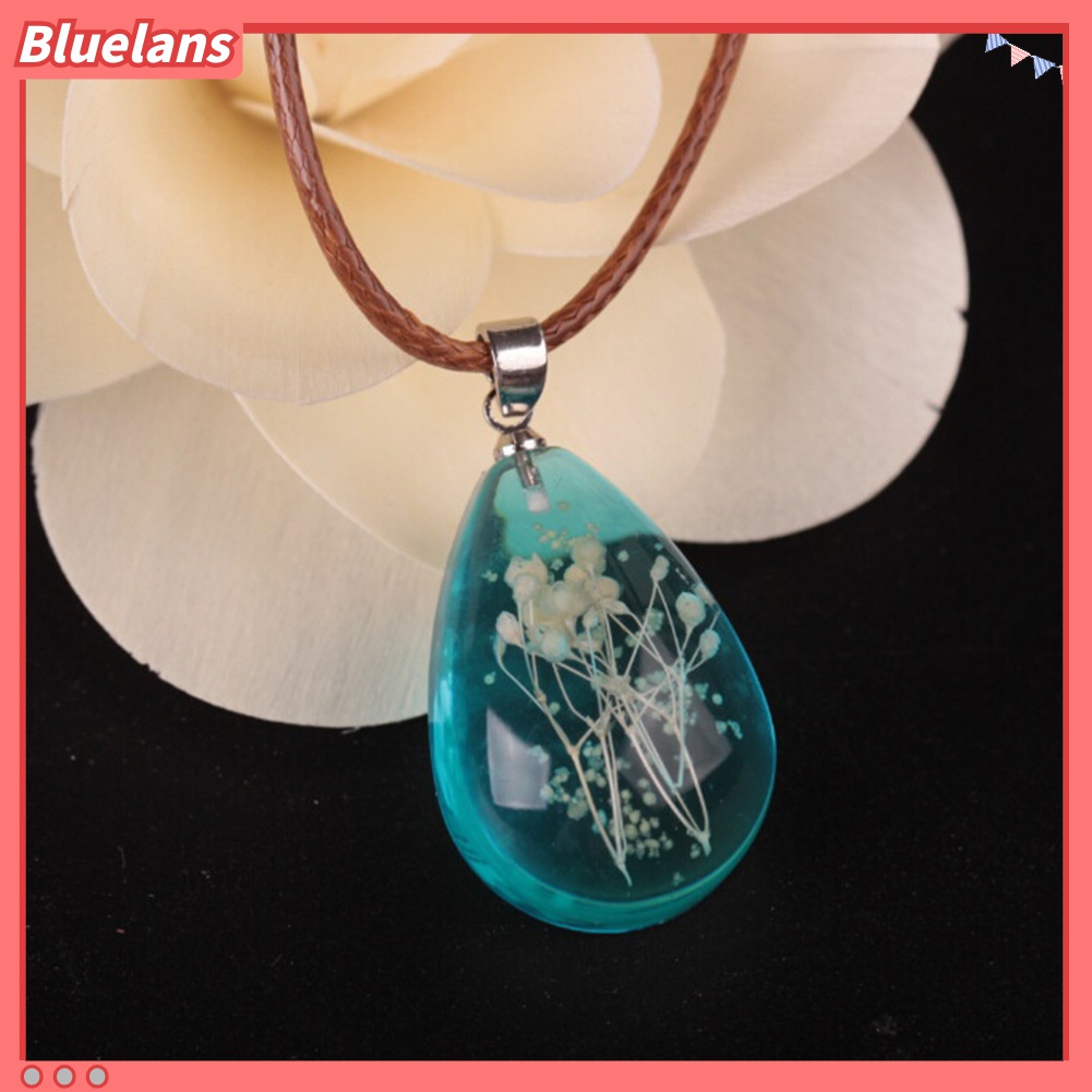 Bluelans Kalung Liontin Bunga Kering Glow in The Dark Untuk Wanita