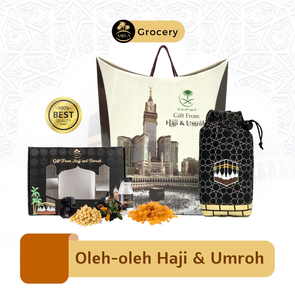

Oleh oleh Haji dan Umroh Premium - Paket Oleh oleh Haji dan Umroh - Kurma Ajwa Kismis Air Zamzam Coklat Kerikil