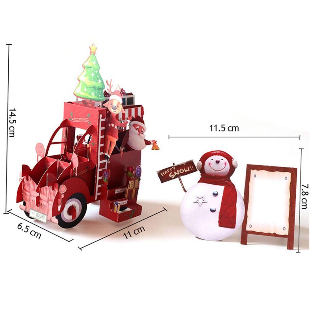 Solighter Kartu Ucapan Natal Paper Festival Postcard Perlengkapan Pesta Santa Claus Snowman