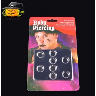 8 pcs fake body clip piercing earing anting tindik palsu mainan hidung mulut klip halloween cosplay