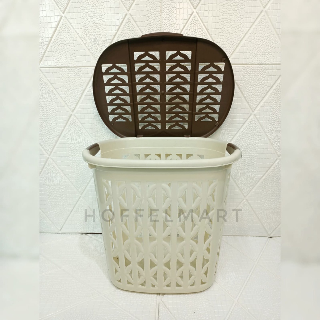 Keranjang Baju Laundry Basket Coklat Cream