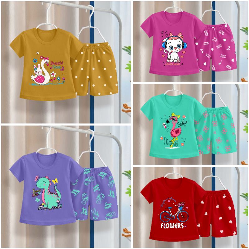 RAMORA SETELAN BAJU ANAK ANAK CEWE/ SETELAN BAJU KOMBINASI WARNA/ SETELAN ANAK PEREMPUAN