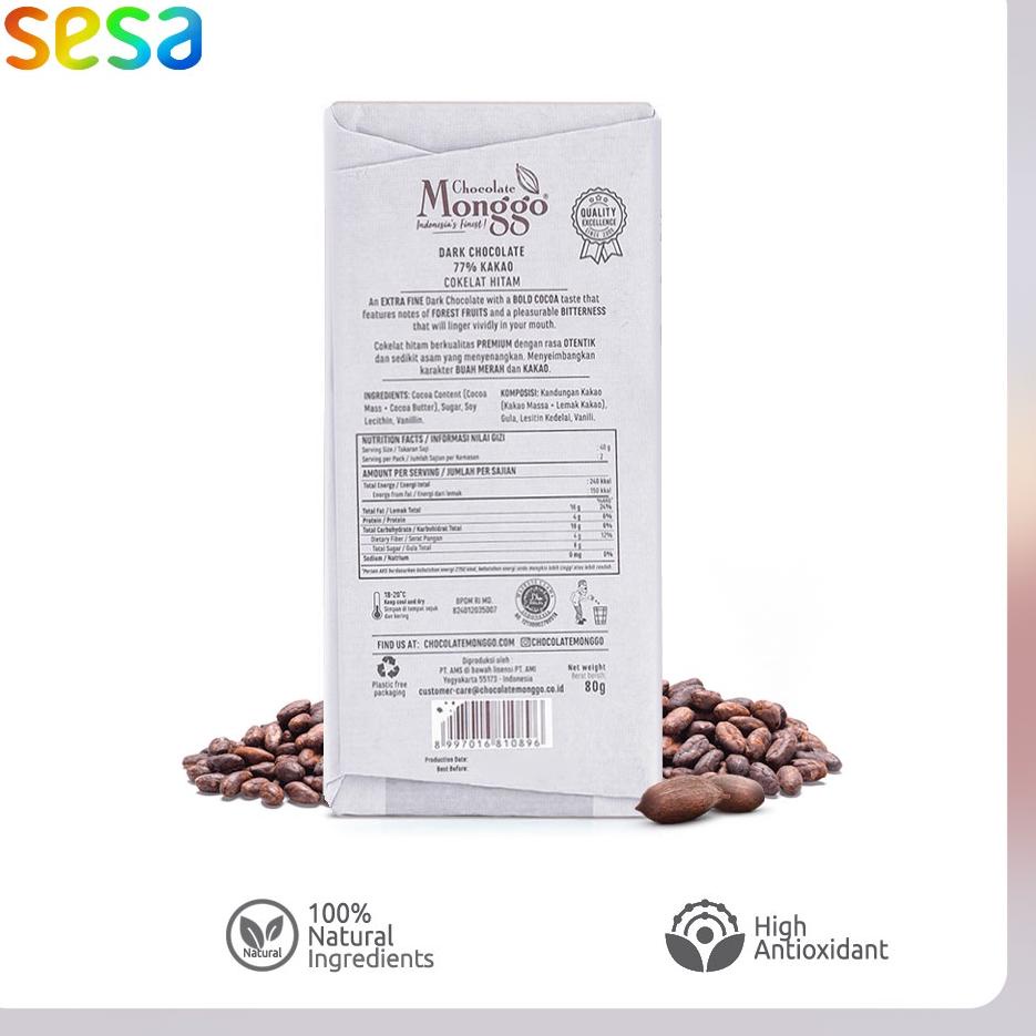 

✨SHOPEE MALL✨ Chocolate Monggo - Dark Chocolate 77% of Kakao 80 g gas !!