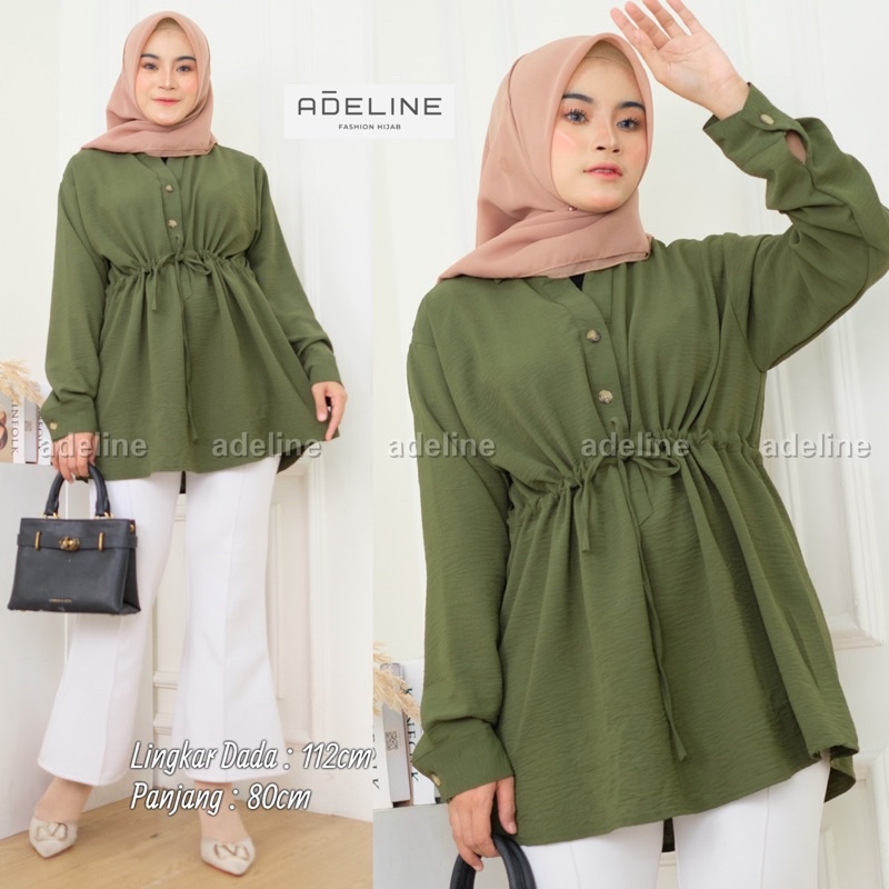 Vanilla Top - Kemeja Wanita Oversize Blouse Serut Pinggang Busui Crinkle / 391-6997