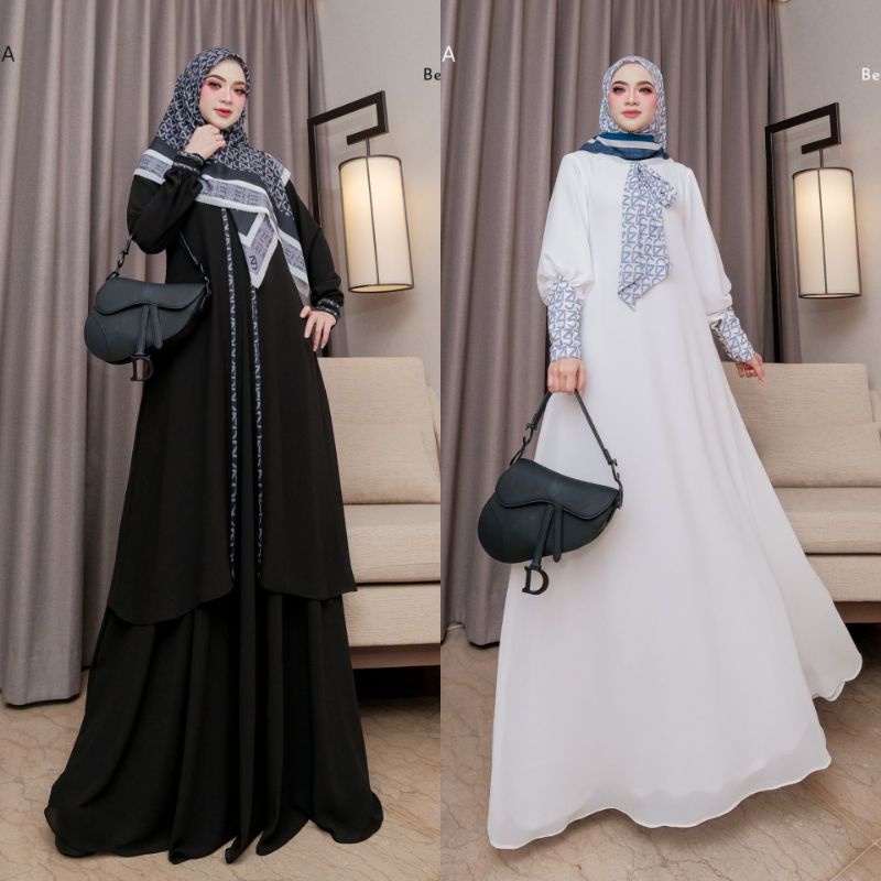 GAMIS BELLEZA SET BLACK DAN WHITE DAILY DRESS SYARI BYJOZA CLOTHING