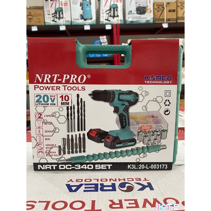 MESIN BOR BATERAI 10MM DC-340 SET NRT PRO