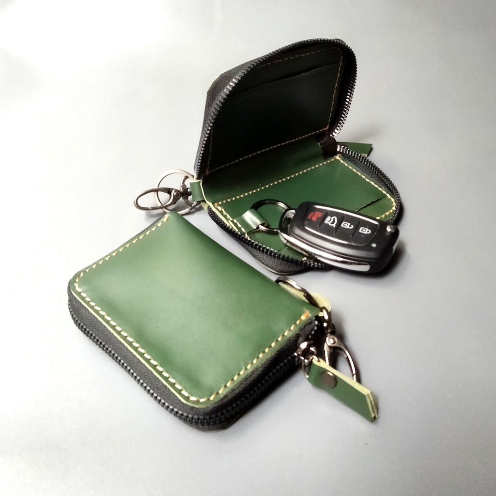 Dompet Stnk Mobil Kulit Green Gantungan Kunci Keyless [ Kulit Asli ]