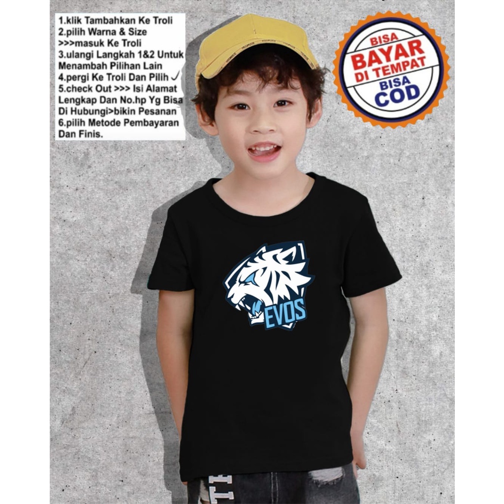 FEI FASHION | KAOS FREEFIRE ANAK EVOS BAJU FF EVOS | KAOS ANAK TANGGUNG 2 SD 10 TH KAOS DISTRO ANAK 