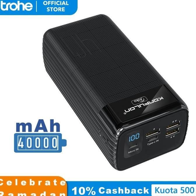 Trohe 40000 Mah Powerbank 15W Fast Charging Outdoor Power Bank