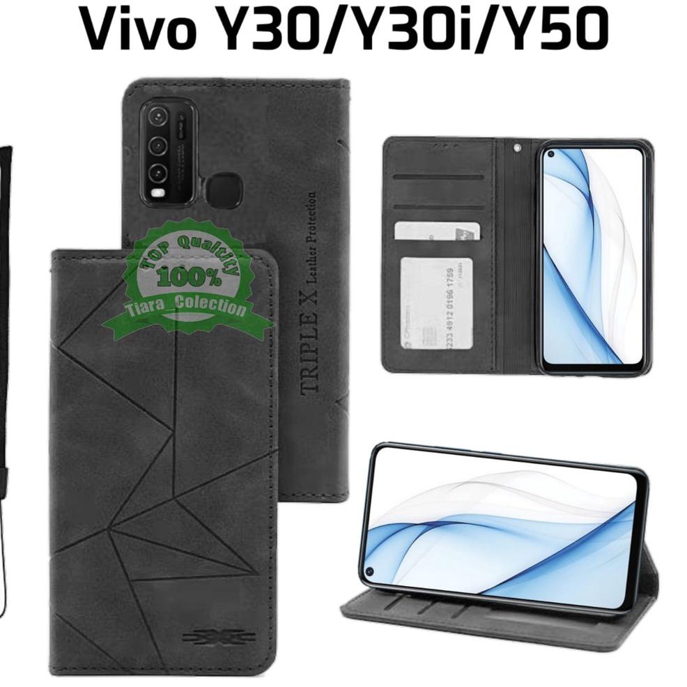 [KODE YHHFM] CASE FLIP MAGNET VIVO Y30 Y30i Y50 LEATHER FLIP MAGNET SARUNG BUKU HP BUKA TUTUP