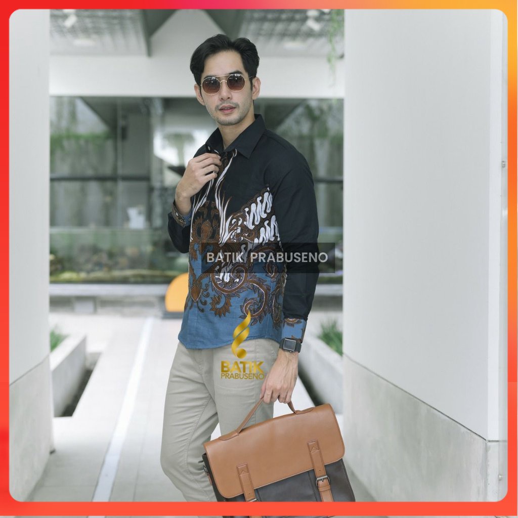 AJI BANUBAGASKARA Kemeja Batik Pria Lengan Panjang Slim Fit Original Ori Prabuseno Full Furing Jumbo