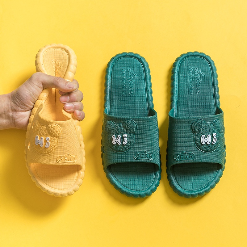 FY Sandal Slop Jelly Karet Couple Pria / Wanita Motif Hi-BEAR Timbul Simple Trendy