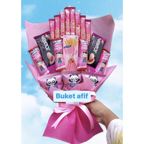 

(S) BUKET SNACK POCKY NEXTAR PINK MUDA PINK FANTA/Anniversary/bingkisan Snack Ulang Tahun/Ultah/Wisuda/buket snack/ buket wisuda/ hadiah pacar / hadiah ortu / birthday / hampers