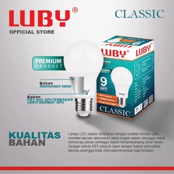 Lampu LED LUBY Classic 9 Watt Bohlam Bulb 9W W cahaya putih Cool Daylight CDL 6500K E27